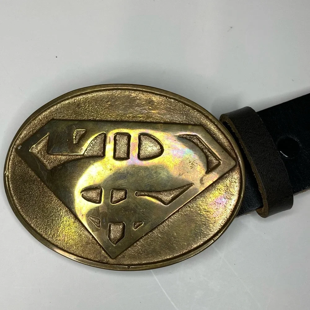 Men’s Vintage Buckle Superman Money Logo By Mike Sandcast Silicone Bronze USA